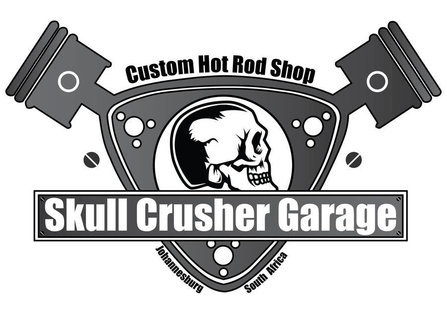 Proposition n°13 du concours                                                 I need a logo designed for a custom car garage we build hot rods. the shop is call skull crusher garage, the design must include a skull!
                                            