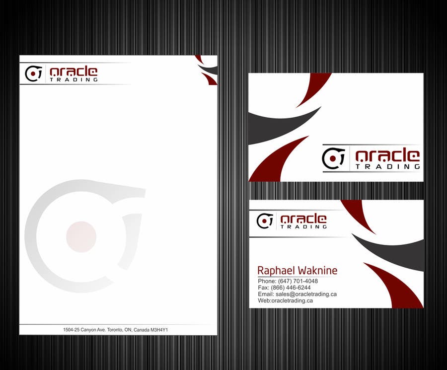 Proposition n°25 du concours                                                 Business Card + Letterhead Design for ORACLE TRADING INC.
                                            
