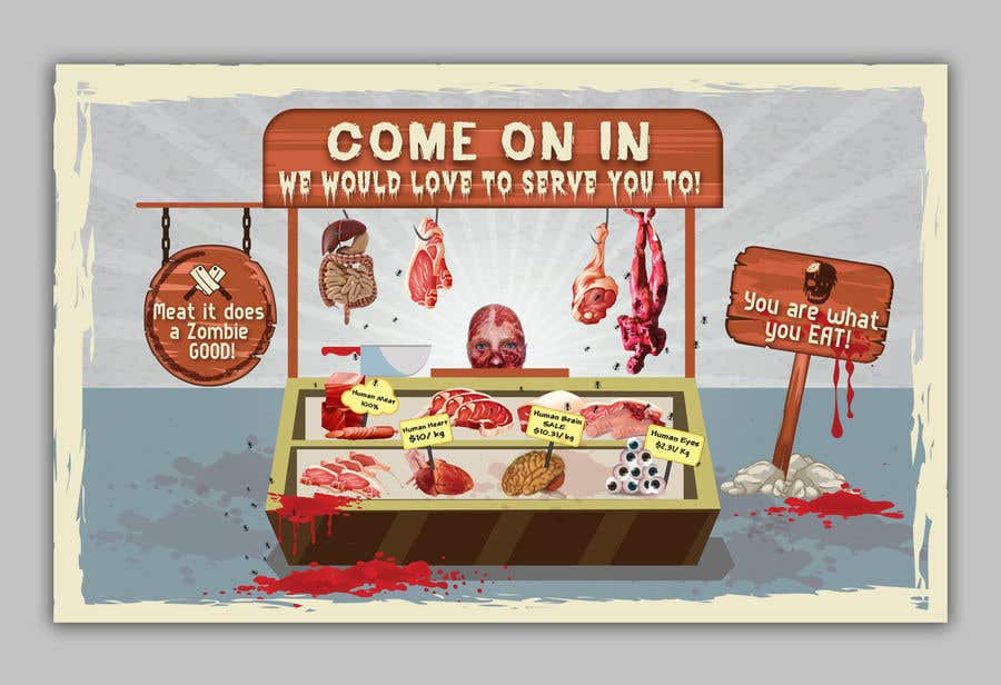 Συμμετοχή Διαγωνισμού #20 για                                                 Large Poster Display Layout for a Cannibal Butcher Shop ( fictitious / not real )
                                            