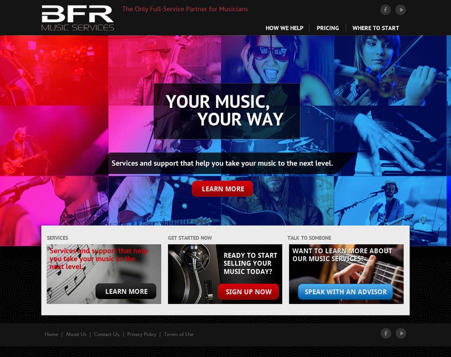 Kilpailutyö #9 kilpailussa                                                 Website Design for BFR Music Services
                                            