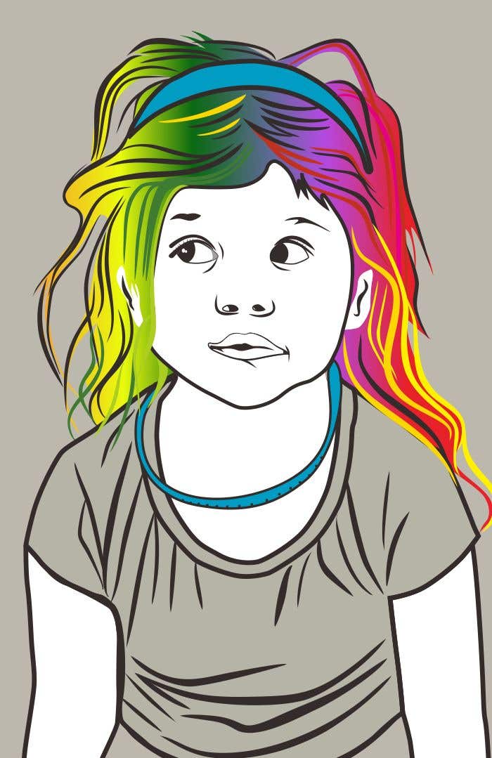 Entry #56 by erwantonggalek for Draw /Sketch type of drawing of  real person with neon rainbow hair | Freelancer