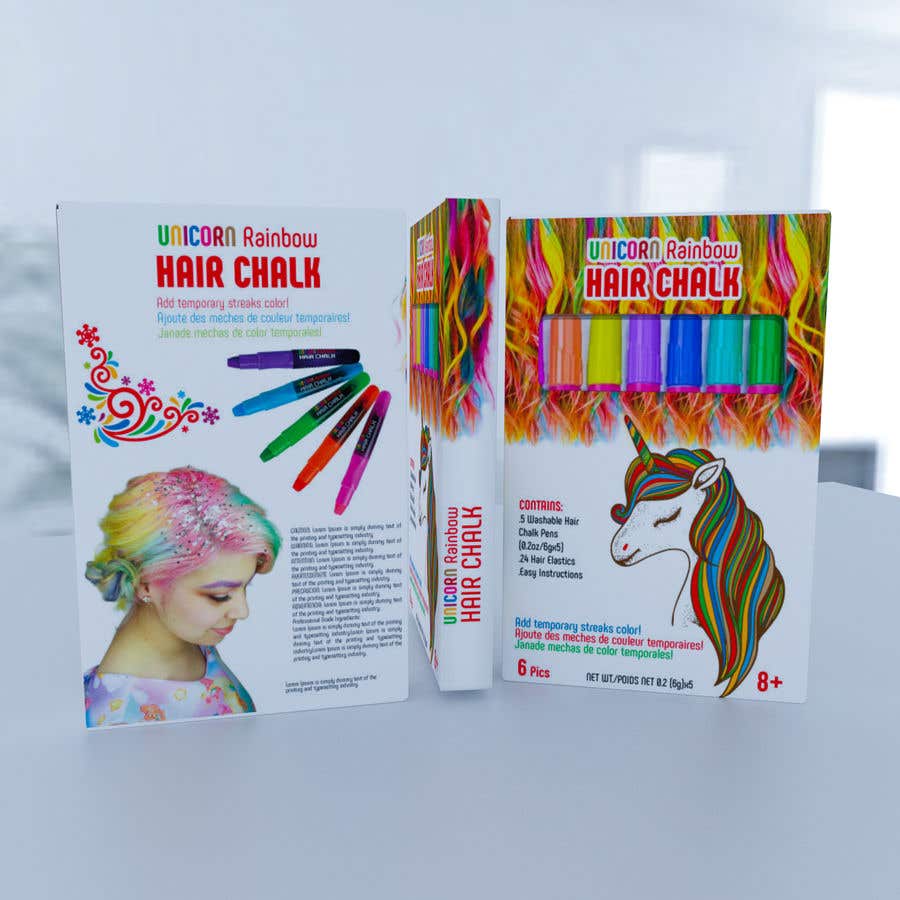 Contest Entry #29 for                                                 Rainbow Unicorn Hair Chalk Package Design
                                            