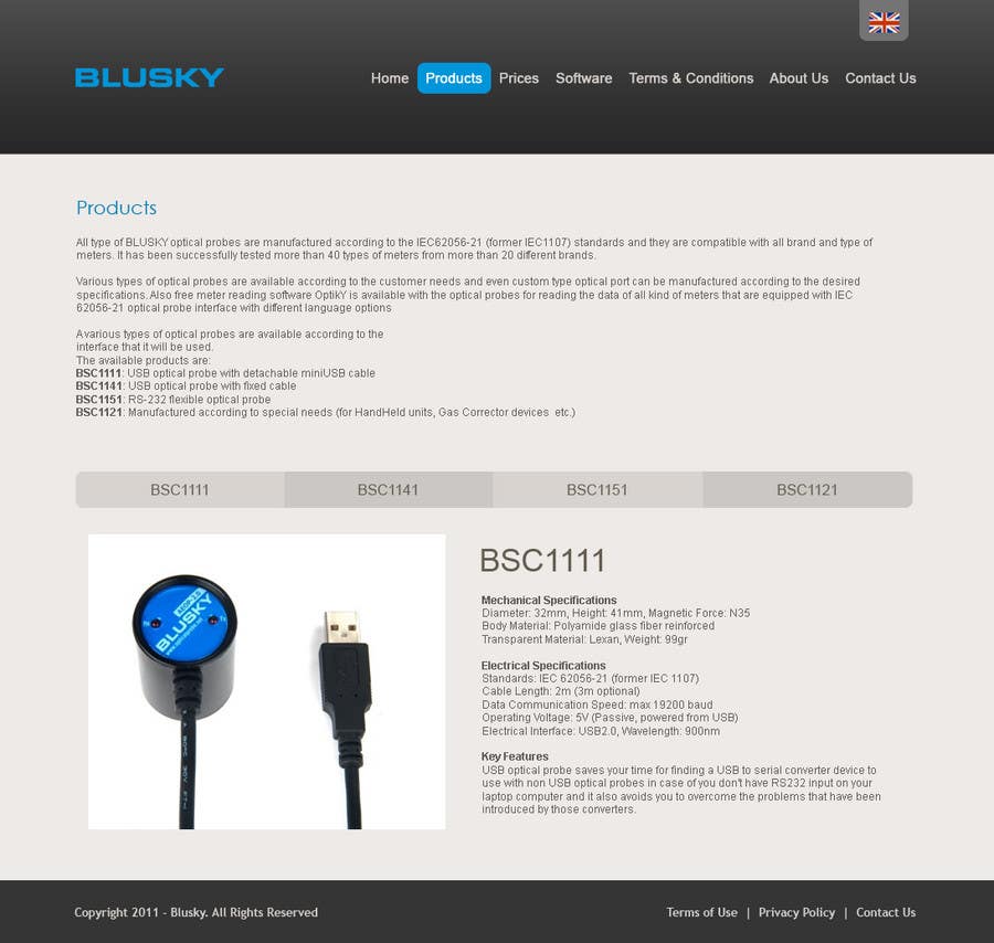 Participación en el concurso Nro.50 para                                                 Website Design for BLUSKY optical probes
                                            