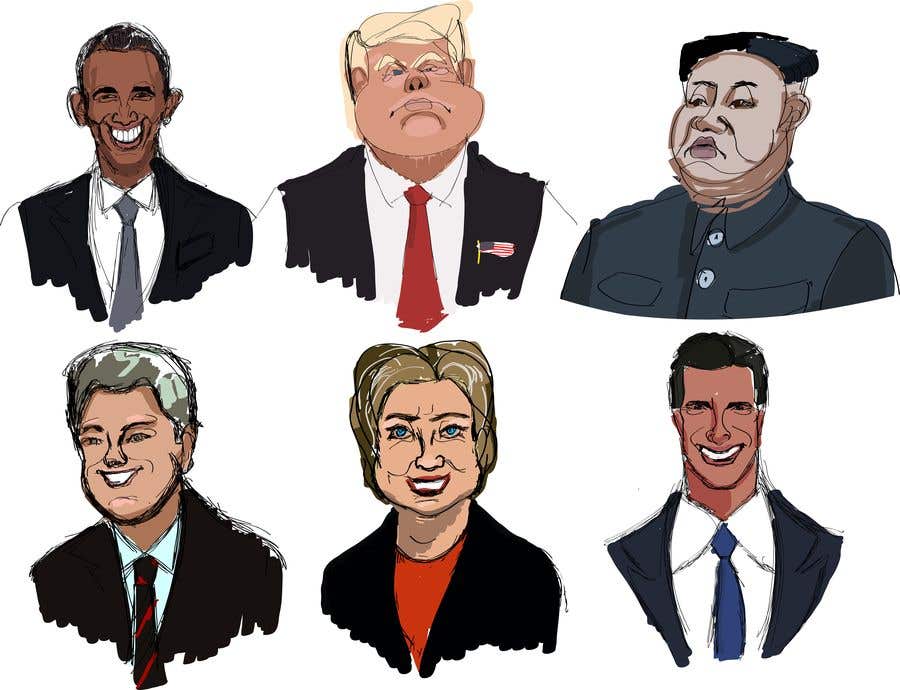 Contest Entry #9 for                                                 sketch drawing or Illustration of Donald Trump, Mitt Romney, Kim Jong Un, Hillary Clinton, Bill Clinton and Barack Obama
                                            