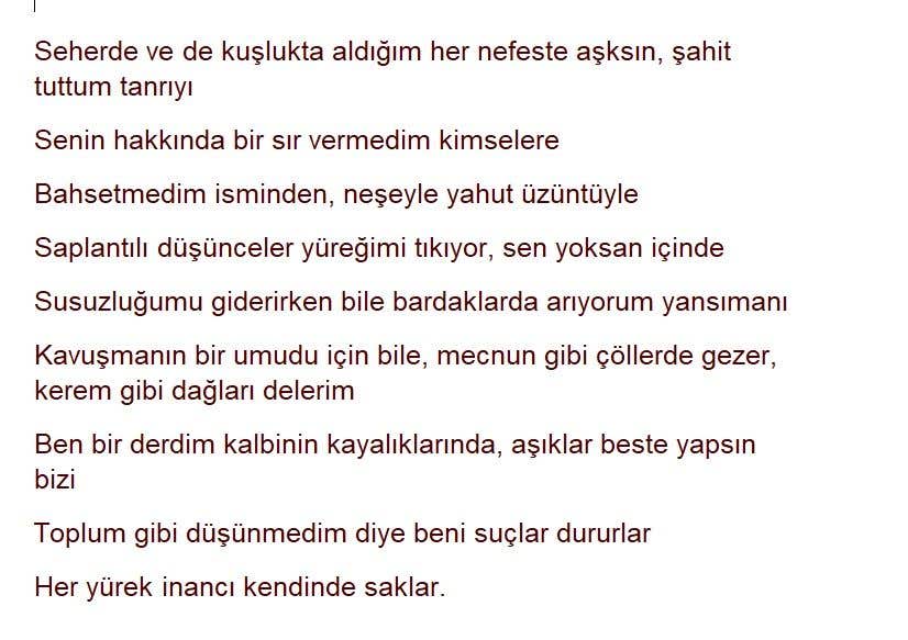 Wasilisho la Shindano #4 la                                                 Poem in Turkish
                                            