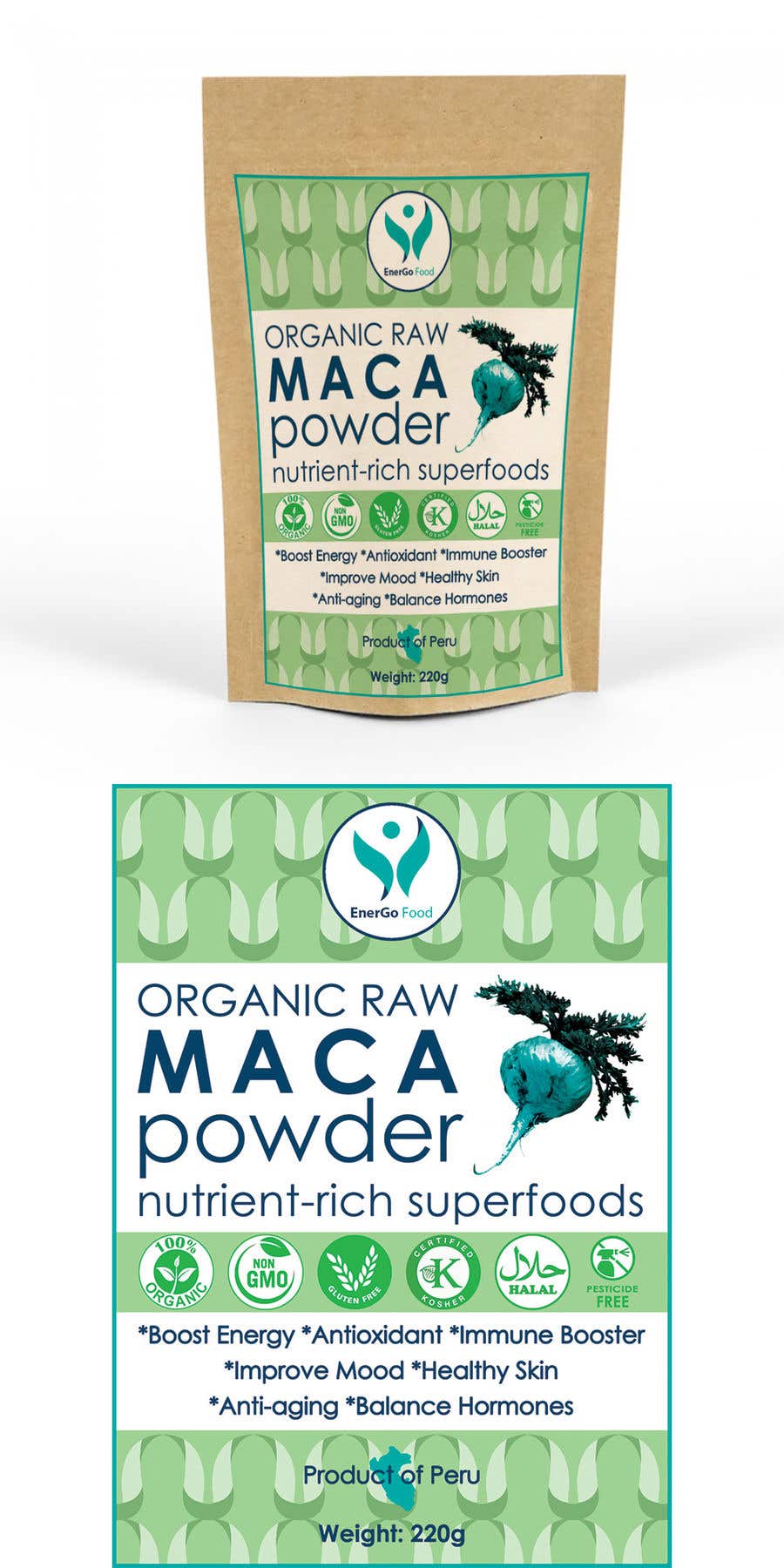 Wettbewerbs Eintrag #8 für                                                 Design Product Packaging label for Bags with Superfood products in Photoshop
                                            