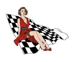 Nro 15 kilpailuun Illustrate Vintage style (classy) pinup girl with a Checkered Racing Flag käyttäjältä berragzakariae