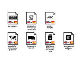 #7 für Set of 7 Icon Illustrations needed for online-shop (language learning related) von Tamal28