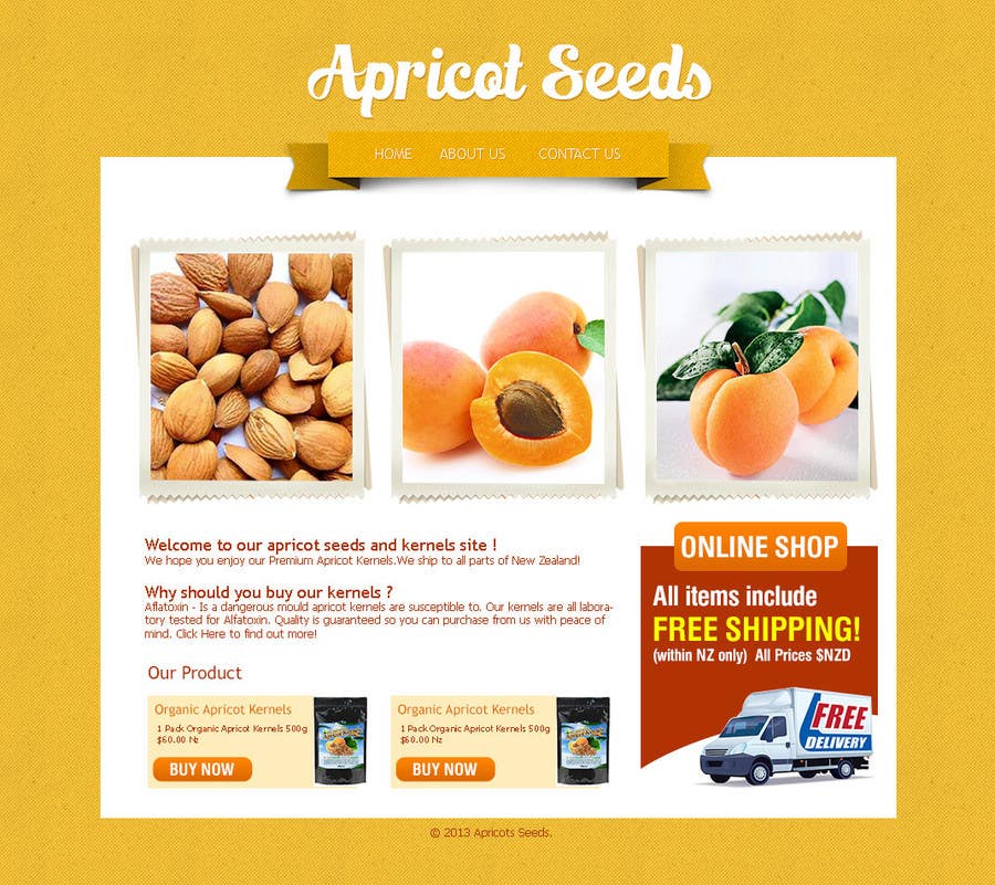 Contest Entry #6 for                                                 Graphic Design - Redesign FRONT PAGE Only - apricotseeds.co.nz website
                                            