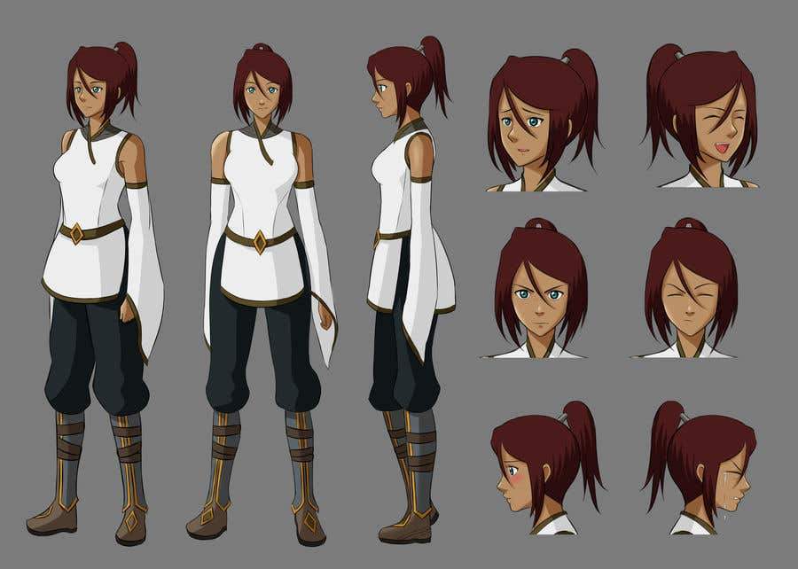 is a realistic sci fi fantasy We need character turnaround + expression she...