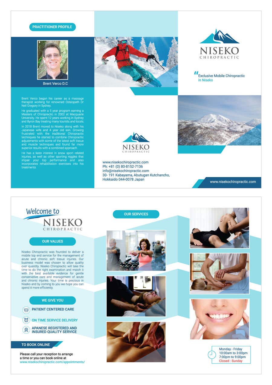 Inscrição nº 1 do Concurso para                                                 Design a brochure for Niseko Chiropractic
                                            