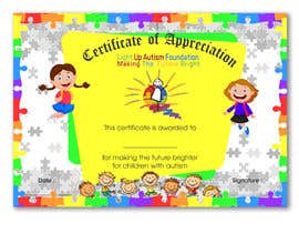 #26 para certificate of appreciation for childrens autism charity de DhanvirArt