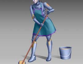 #23 for Produce illustration artwork that shows a human droid cleaning floor using mop and bucket by imBasil