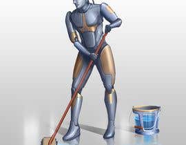 #35 per Produce illustration artwork that shows a human droid cleaning floor using mop and bucket da imBasil