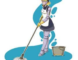 #25 per Produce illustration artwork that shows a human droid cleaning floor using mop and bucket da zitabanyai