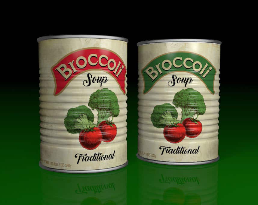 Proposition n°9 du concours                                                 I need a logo for a 2D artist. It must be a soup can with a "Broccoli Soup" title.
                                            