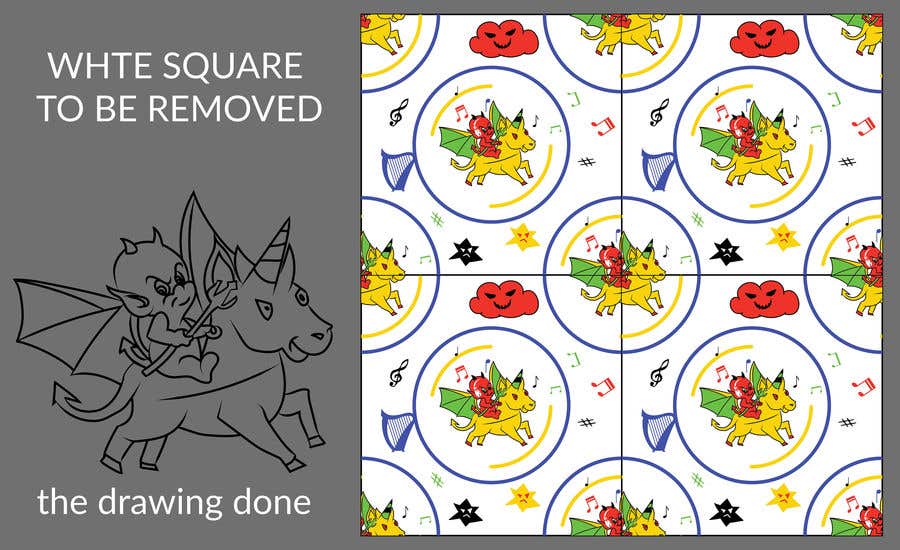 Contest Entry #1 for                                                 Create A Seamless Pattern of Baby Devils Riding On Evil Unicorns With Background Items Also
                                            