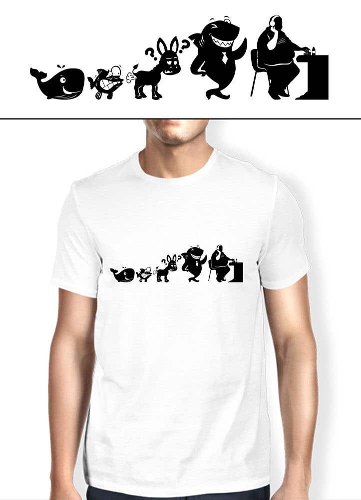 Příspěvek č. 10 do soutěže                                                 Illustration for T-Shirt: Evolution of a Poker Player (From Whale to Shark to Poker Player Using a Different Animals)
                                            