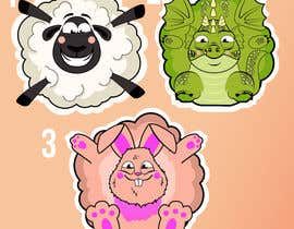 nº 56 pour 3 cartoon animals simple clip art style, big sweet eyes for kids stickers par GribertJvargas 