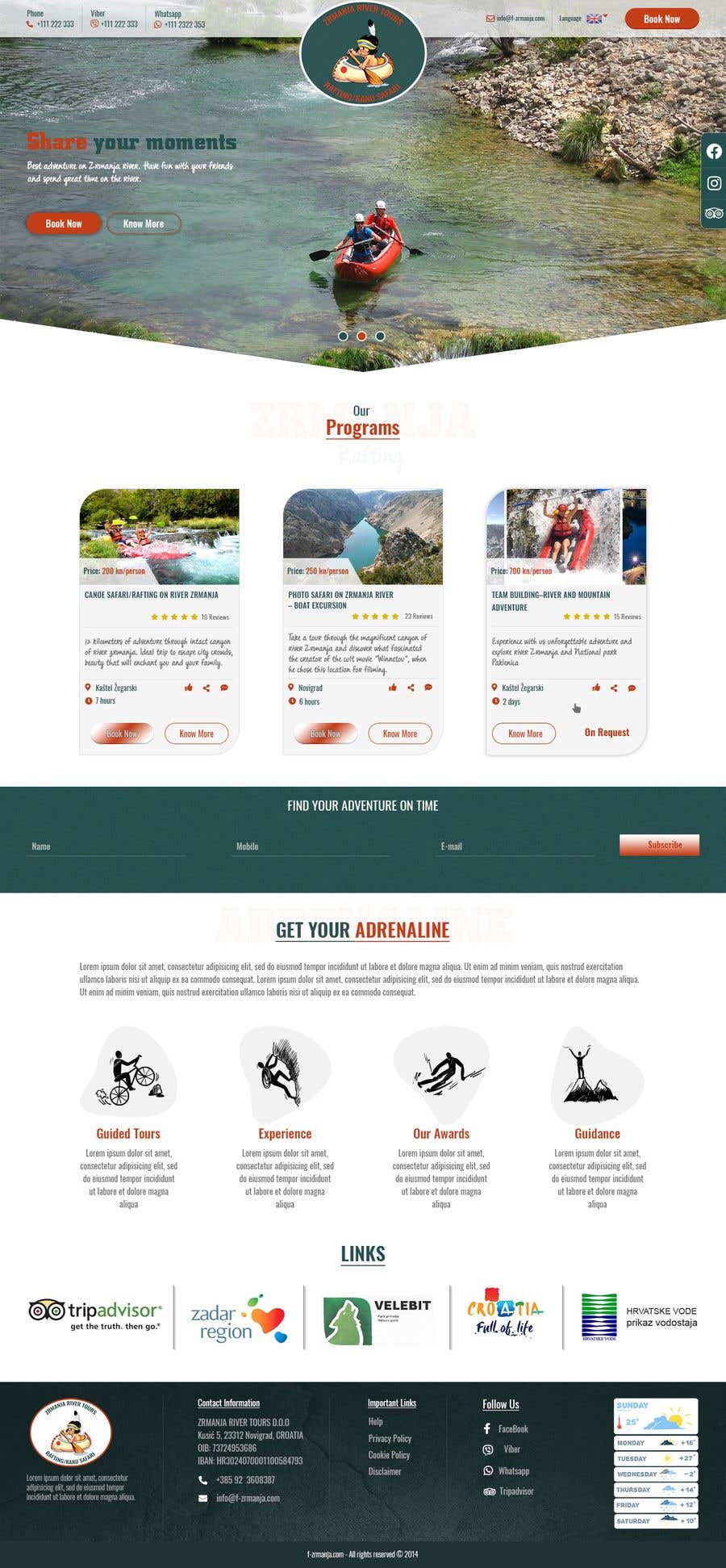 Participación en el concurso Nro.36 para                                                 HOME PAGE REDESIGN - Canoe/safari/rafting on river website
                                            