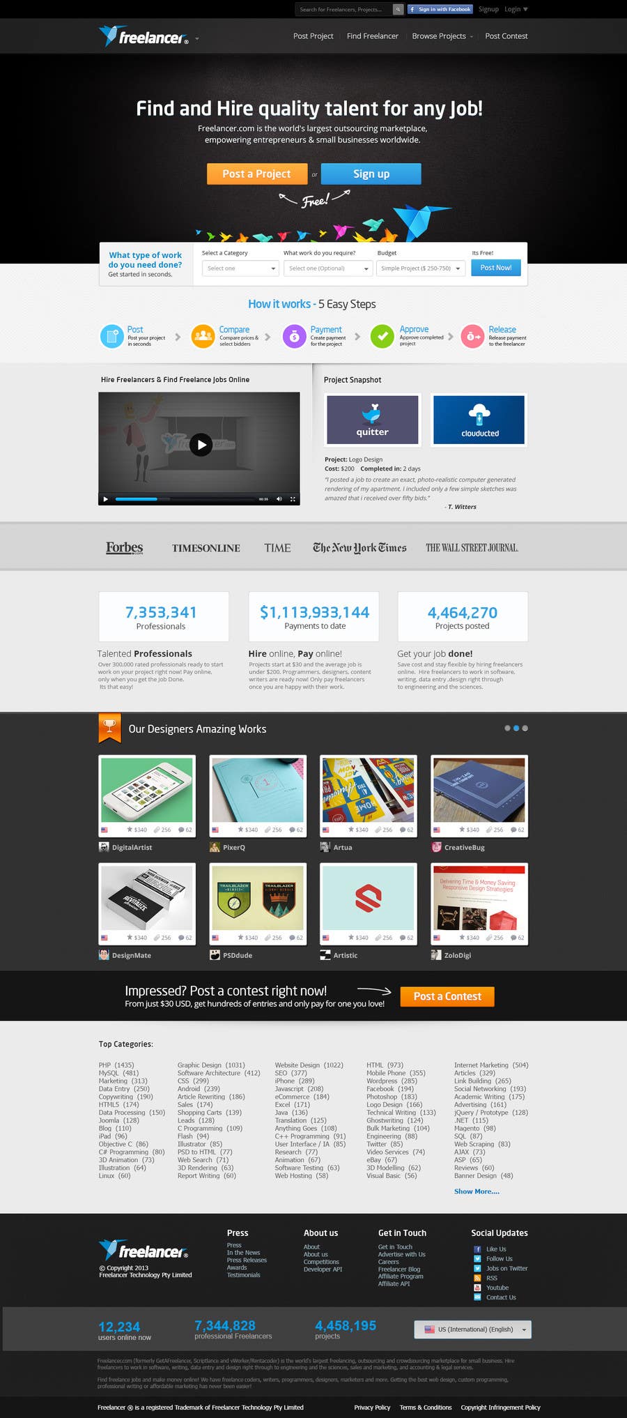 Kilpailutyö #738 kilpailussa                                                 Freelancer.com contest! Design our Homepage!
                                            