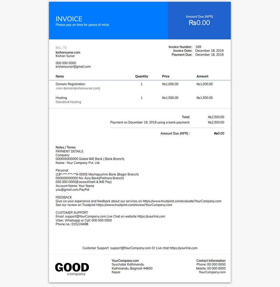 Entry 36 By Kishansunar For Create Html Invoice Template Freelancer