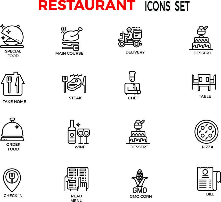 Kilpailutyö #244 kilpailussa                                                 Restaurant Icon set
                                            