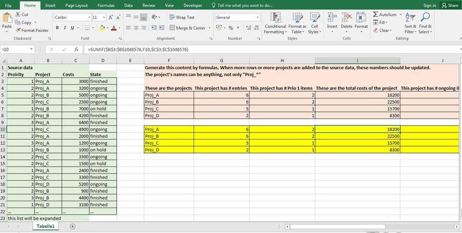 Kilpailutyö #18 kilpailussa                                                 Create some formulas for a simple Excel sheet
                                            