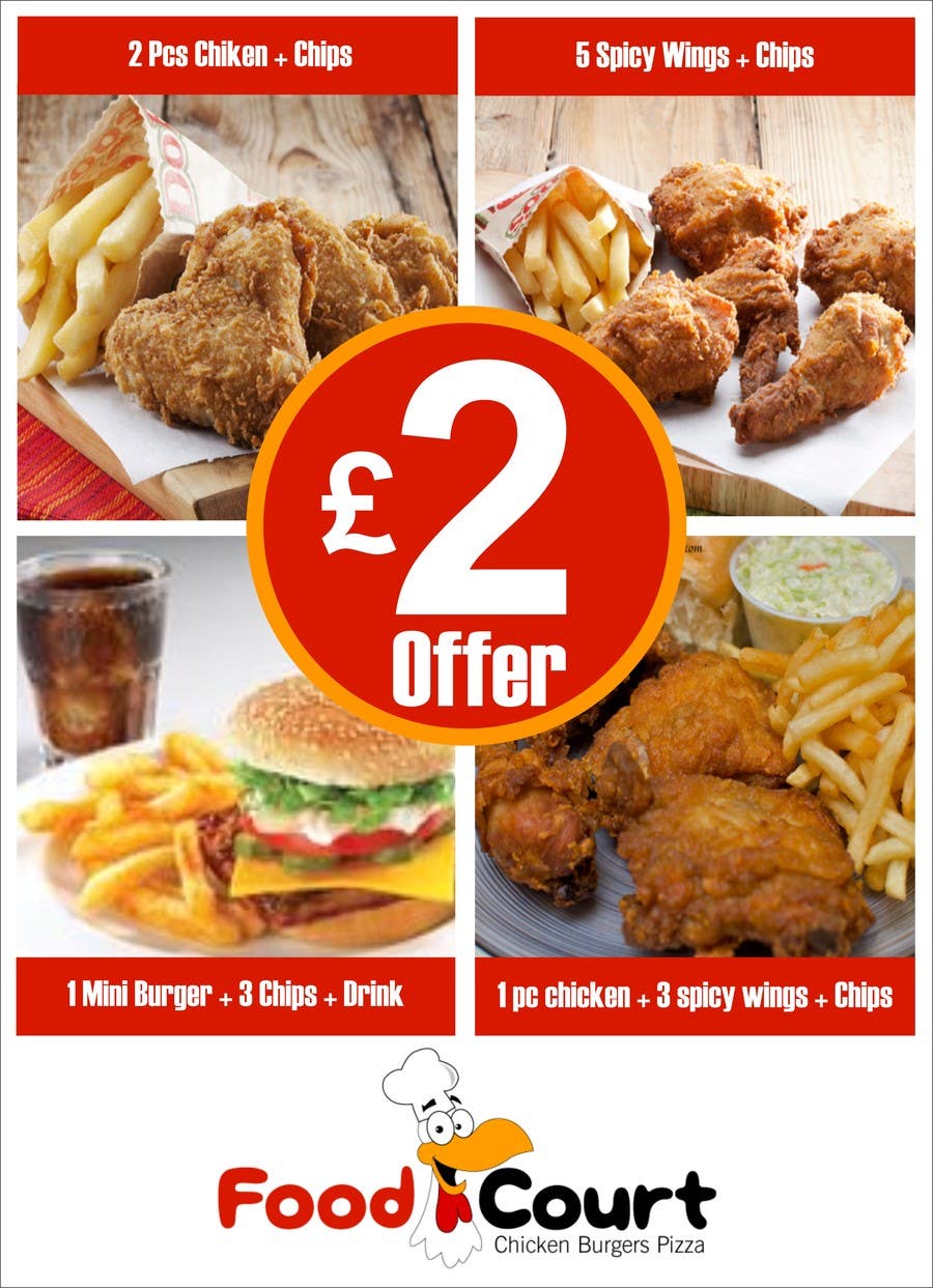 Proposition n°34 du concours                                                 Poster design for £2 offers in fast food restaurant
                                            