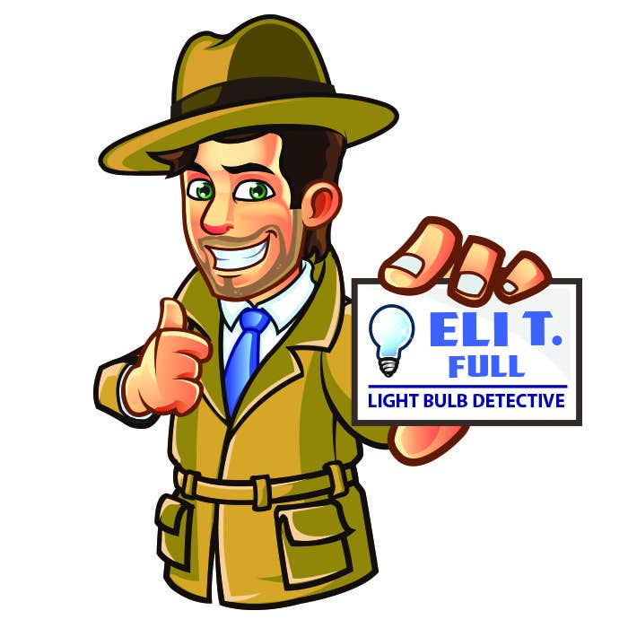 Proposition n°31 du concours                                                 Cartoon Character of a "Light Bulb Detective"
                                            