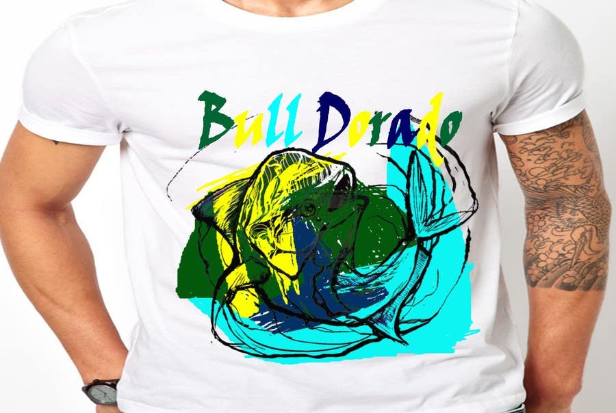 Kilpailutyö #33 kilpailussa                                                 Bull Dorado for a fishing shirt.
                                            