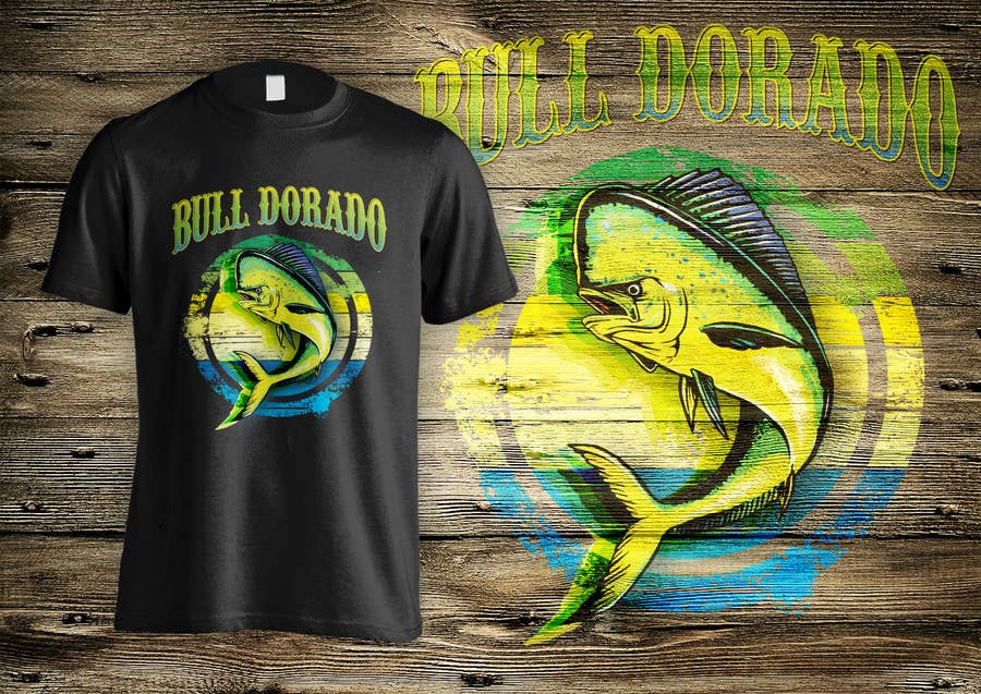Proposition n°16 du concours                                                 Bull Dorado for a fishing shirt.
                                            