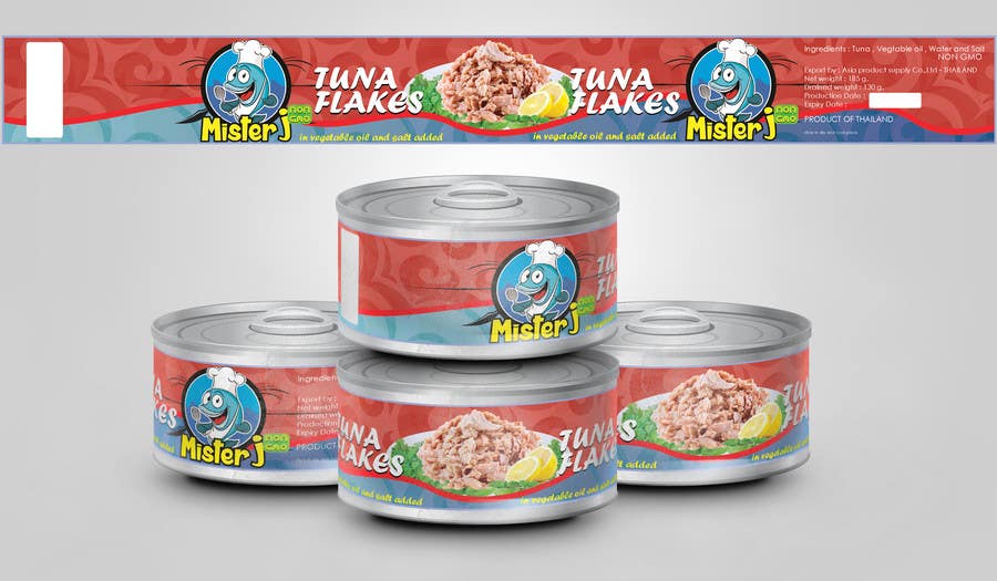 Proposition n°21 du concours                                                 Canned tuna label and poster design.
                                            