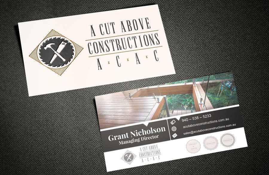 Συμμετοχή Διαγωνισμού #6 για                                                 Business Card & Renders for A Cut Above Constructions
                                            
