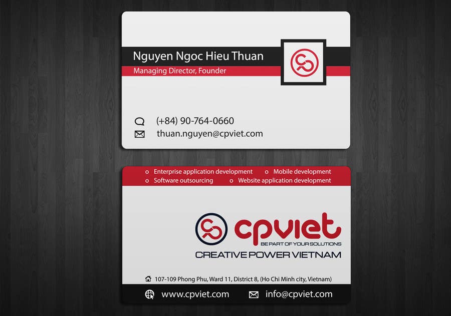 Proposition n°121 du concours                                                 Design some Business Cards for CPVIET
                                            