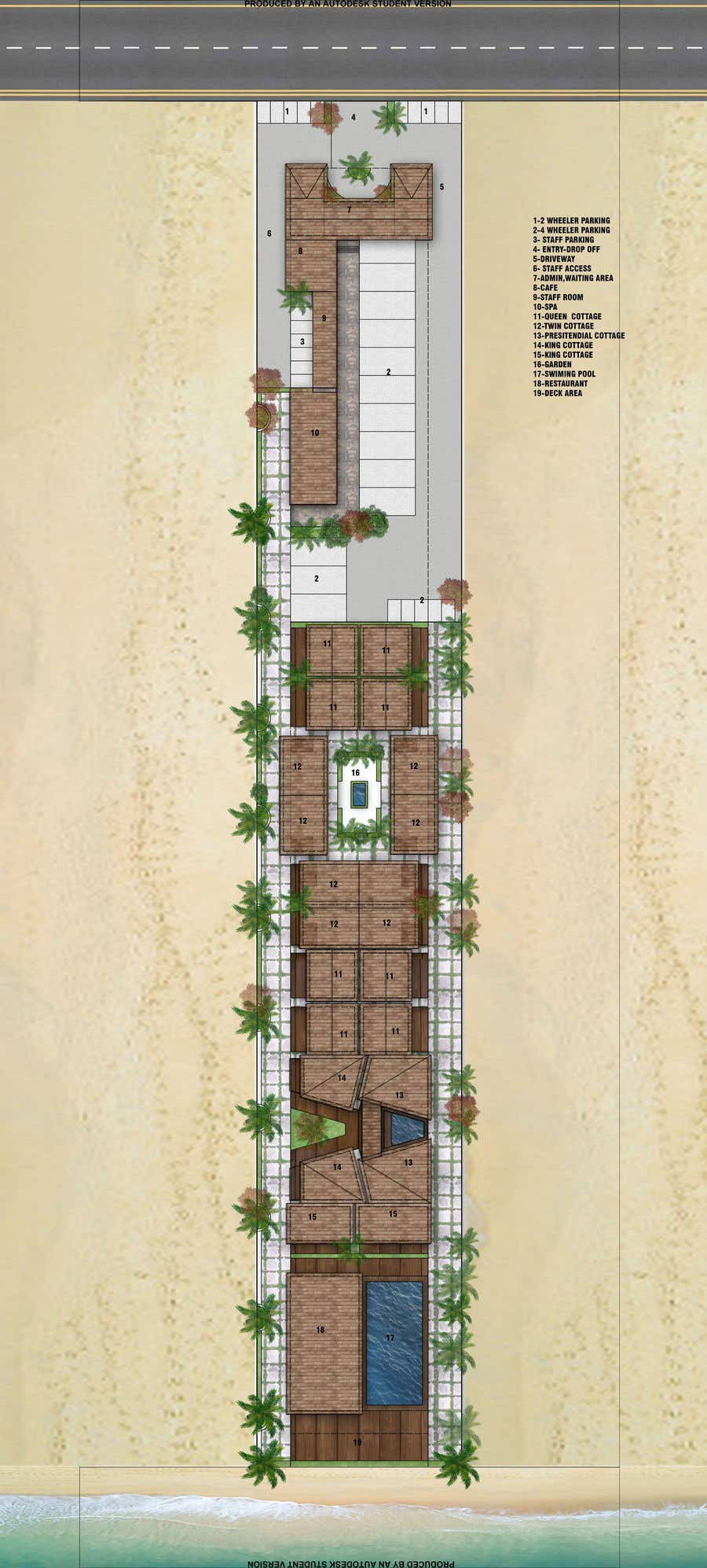 
                                                                                                                        Kilpailutyö #                                            17
                                         kilpailussa                                             Beach Resort Layout Plan
                                        