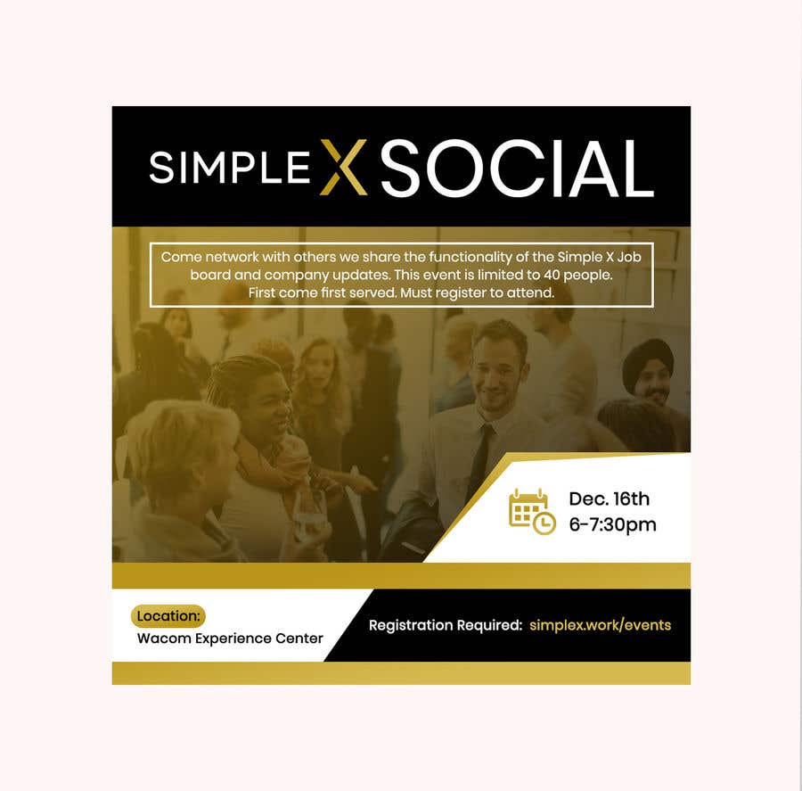 
                                                                                                                        Contest Entry #                                            5
                                         for                                             [Simple X Social] Make a flyer for a networking event/product soft launch
                                        