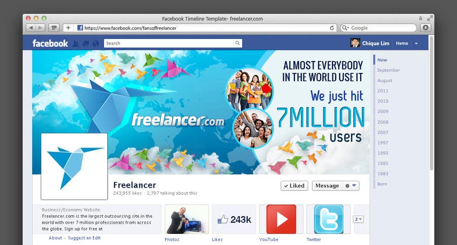 Kilpailutyö #188 kilpailussa                                                 Design a Banner for Freelancer.com's Facebook Page!
                                            
