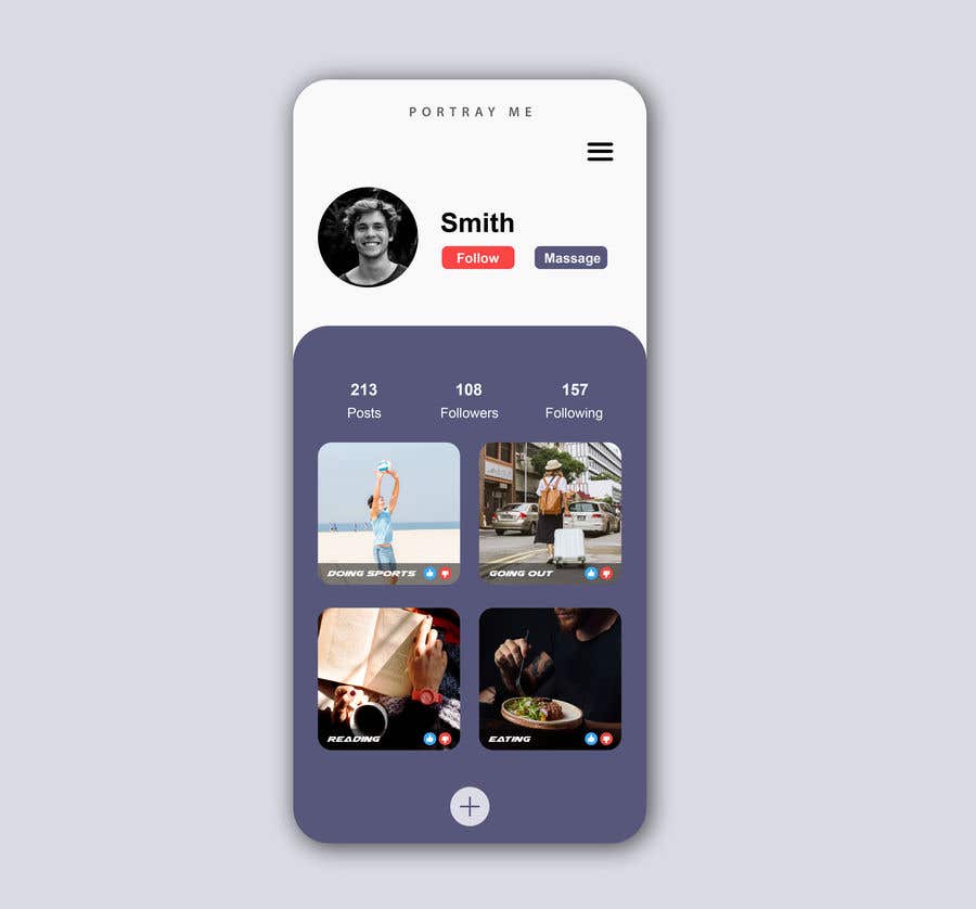 
                                                                                                                        Contest Entry #                                            28
                                         for                                             Design a 1 mobile profile  page for social personal feedback app
                                        