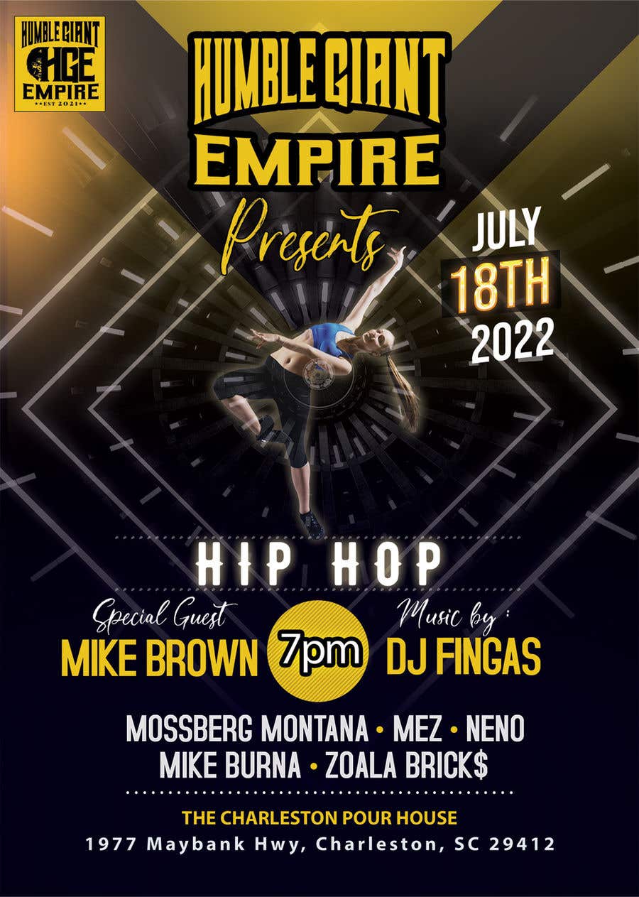 Kilpailutyö #53 kilpailussa                                                 Hip Hop show event flyer
                                            