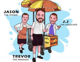 #52 för Caricature of 3 people working a NY hot dog stand av ramjeevacartoons