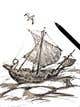 Миниатюра конкурсной заявки №36 для                                                     Black and white drawing or sketch of sailing ship on sea
                                                