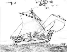 #63 для Black and white drawing or sketch of sailing ship on sea от akhohin