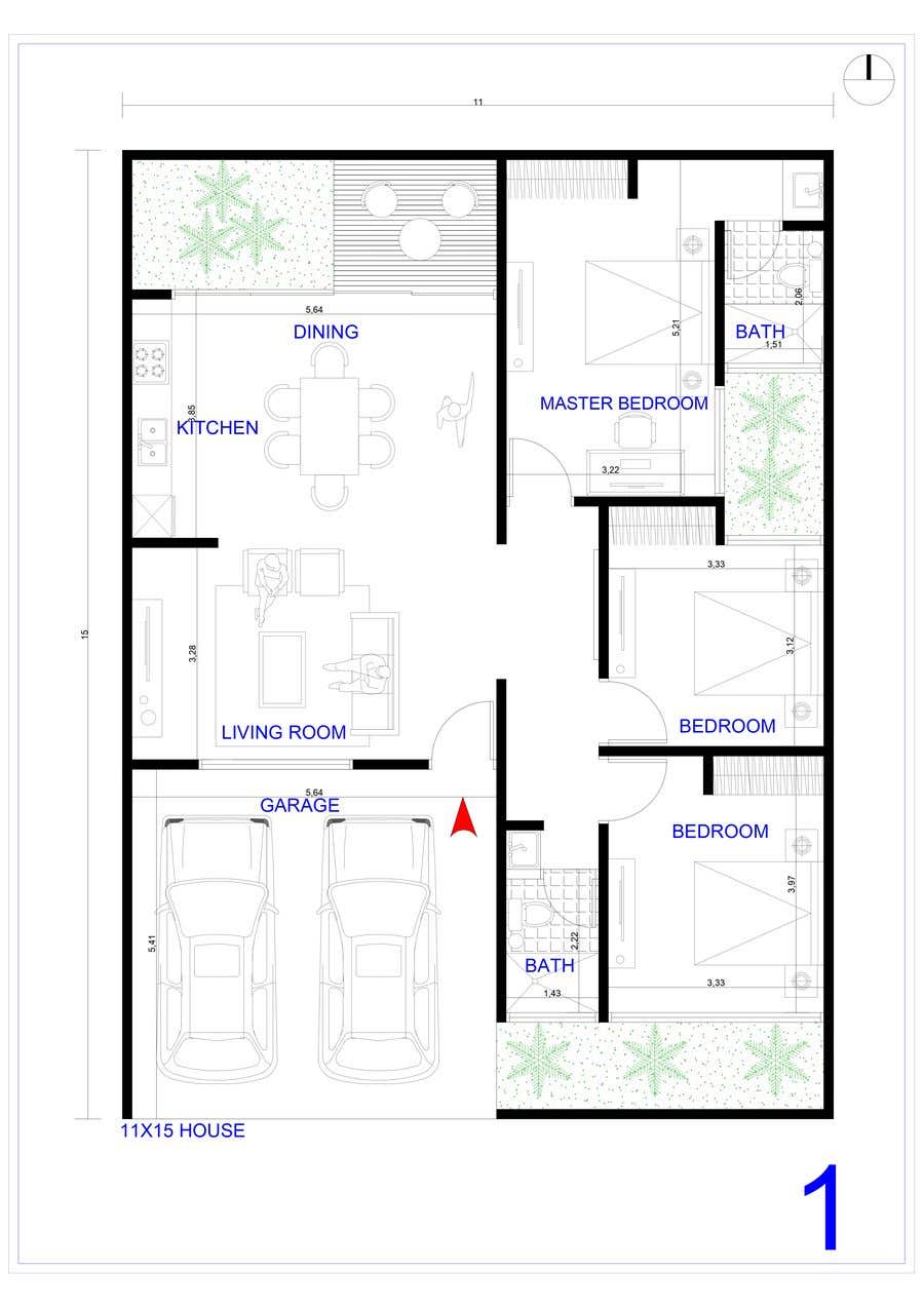 Inscrição nº 51 do Concurso para                                                 Need a house design for a field of 15 meters x 11 meters
                                            