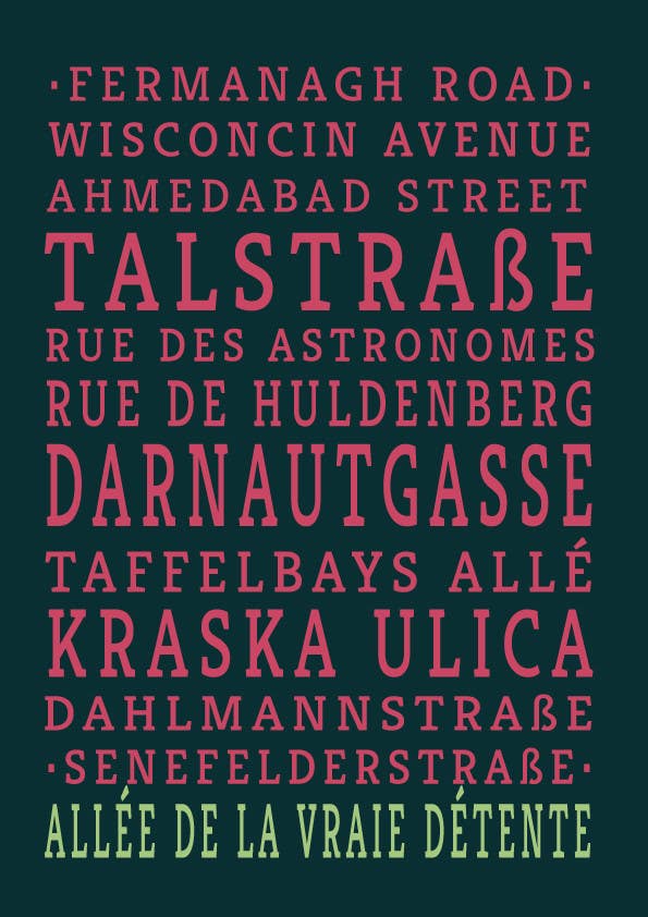 Konkurrenceindlæg #22 for                                                 Clean, simple text based poster for printing: Street names using nice fonts
                                            