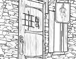 #26 for Black and White graphic of an entry door to an inn called the dancing captain by Areeba85
