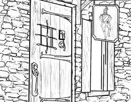 #27 for Black and White graphic of an entry door to an inn called the dancing captain by Areeba85