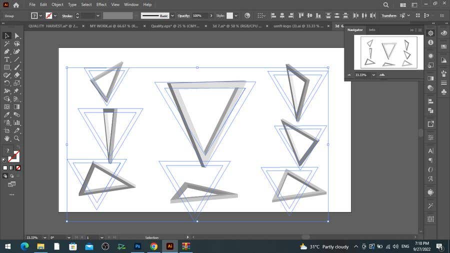 Proposition n°111 du concours                                                 Logo, Triangle and Text shapes to 3D
                                            