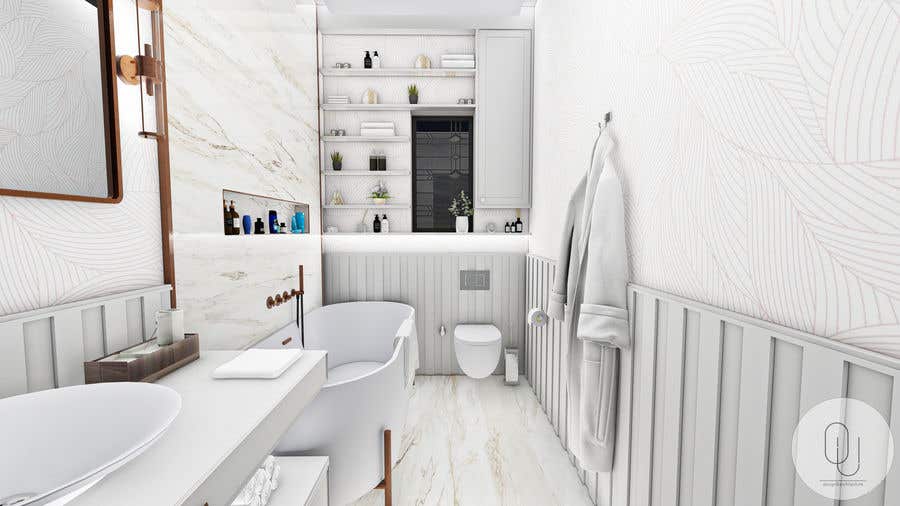 Конкурсная заявка №17 для                                                 Interior design 3D render of bathrooms
                                            