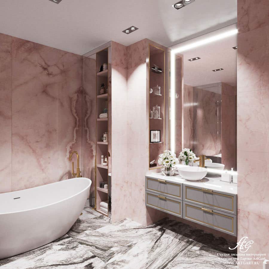 Конкурсная заявка №24 для                                                 Interior design 3D render of bathrooms
                                            